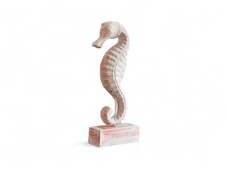 wooden miniature seahorse on a white background