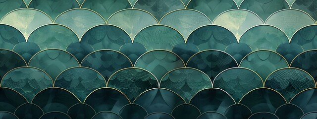 Obraz premium A tight shot of a green and gold wallpaper, adorned with a leafy pattern along its edge