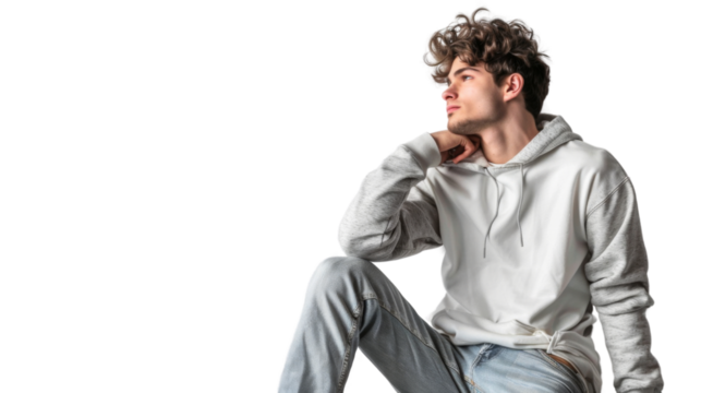 Casual Leaning Pose on transparent background