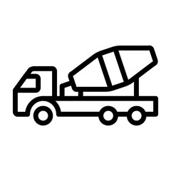 Cement Mixer Vector Line Icon Design