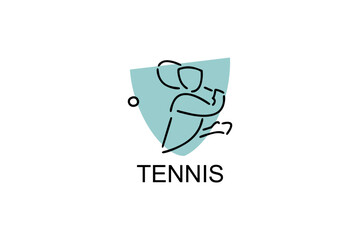 Tennis sport vector line icon. sportman, equipment sign. sport pictogram illustration.