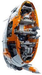 Fototapeta premium Cutaway View of Futuristic Spaceship Showcasing Intricate Interior Compartments and Living Quarters