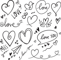 Doodle Set of Love Elements