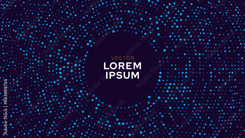 Aufkleber Abstract Digital Circles of Particles with Noise. Futuristic Circular Sound Wave. Big Data Visualization. 3D Virtual Space VR Cyberspace. Vector Illustration.