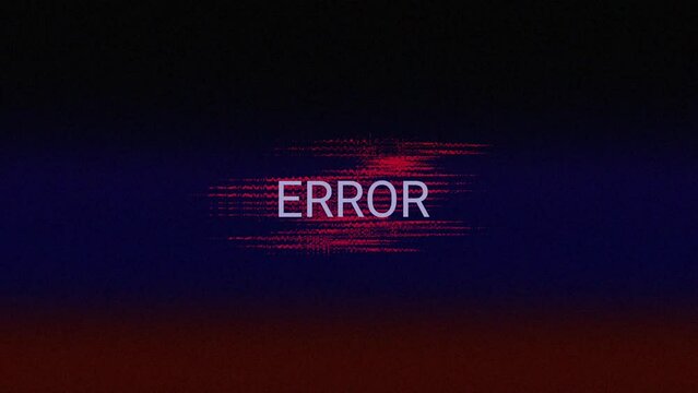 Video animation of a monitor screen with noise and the message error