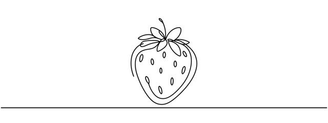 Vector strawberry with one line style and spots.