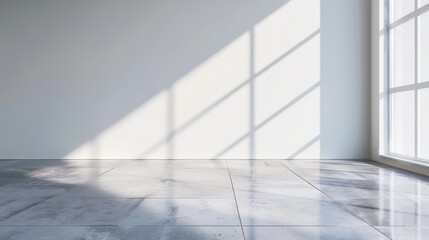 Fototapeta premium Window light shadow on wall. Interior background illustration generated by ai