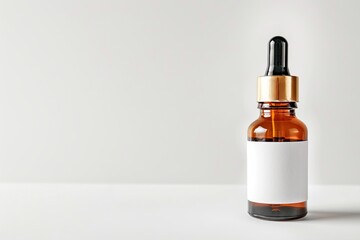 Small Dropper Bottle with a pipette and blank white label on white background, Dropper Bottle Mockup