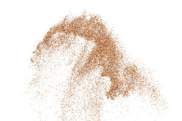 Sand Abstract Backdrop. Coffee Color Texture Isolated on White Background. Chocolate Color Pattern. Brown Shades Confetti. Vector Illustration, EPS 10.	