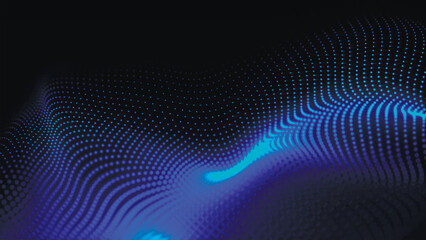 Abstract digital particle wave. Technology background. Futuristic dot wave. Network connection structure. Presentation design background. Technology or science banner. 3d vector illustration