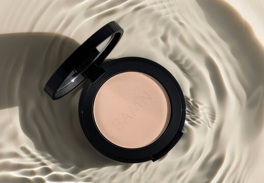 Compact Powder Flatlay Mockup With Generative AI