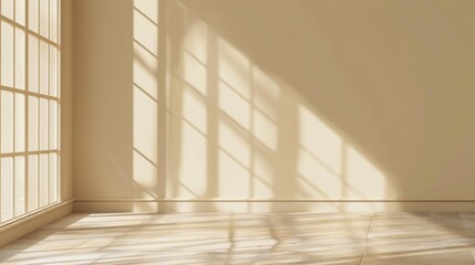Window light shadow on wall. Interior background illustration generated by ai