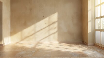 Window light shadow on wall. Interior background illustration generated by ai