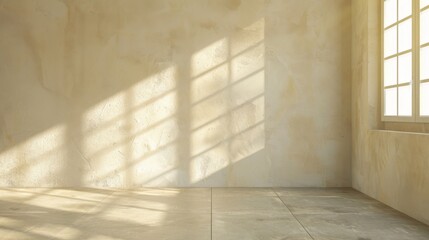 Fototapeta premium Window light shadow on wall. Interior background illustration generated by ai