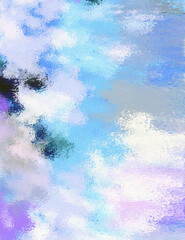 ブルーの絵具で描いた油絵風抽象画