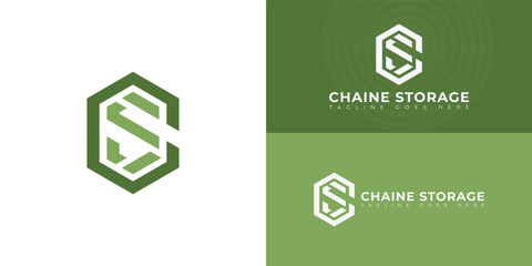 Abstract initial hexagon letters CS or SC logo in green color isolated on multiple background colors. The logo is suitable for storage company logo vector design illustration inspiration templates.