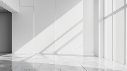 Fototapeta premium Window light shadow on wall. Interior background illustration generated by ai