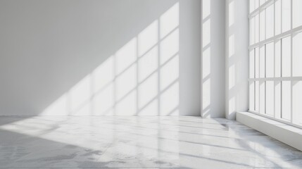 Fototapeta premium Window light shadow on wall. Interior background illustration generated by ai