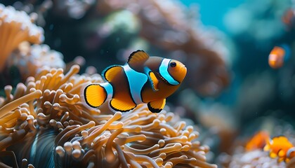 Clown anemonefish (Amphiprion bicinctus) in a coral reef