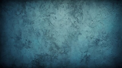 Obraz premium Blue decorative plaster texture with vignette. Abstract grunge background with copy space for design.