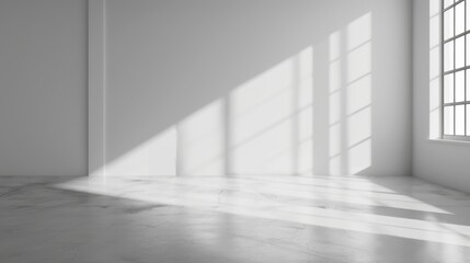 Fototapeta premium Window light shadow on wall. Interior background illustration generated by ai