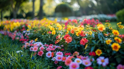 Obraz premium City Park with Colorful Flowers