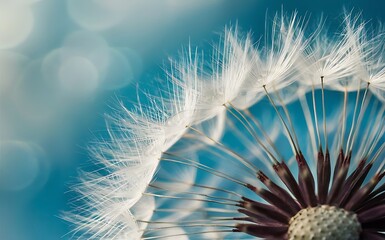 Abstract blurred nature background dandelion seeds parachute. Abstract nature bokeh pattern.