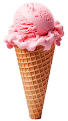 PNG Strawberry ice cream cone dessert food white background.