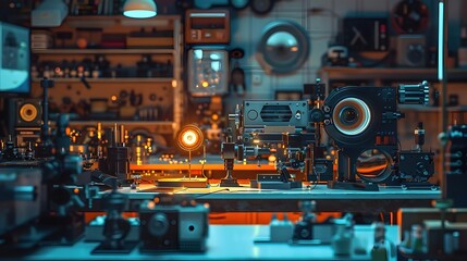 Dazzling Display of Optical Phenomena in a Scientist's Dimly Lit Laboratory