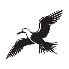 Albatross silhouette against sky - minimallest albatross vector
