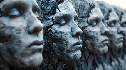 Ethical Dilemma:Faceless Figures Engaged in Profound Debate,Weighted Moral Decisions Etched in Expressionist Render