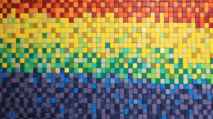 Fototapeta premium The Progress Pride flag is a mosaic mural in a dark gradient.