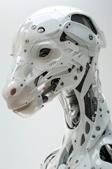 Fototapeta premium Striking Robotic Animal Creature with Transparent Advanced Facial Features in Minimalist White Setting