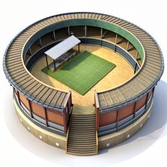 3D Render of a Equestrian Stadium, on isolated white background, Generative AI