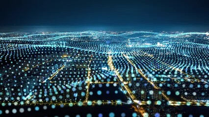 smart Connected city skyline. Futuristic network concept, city Technology
