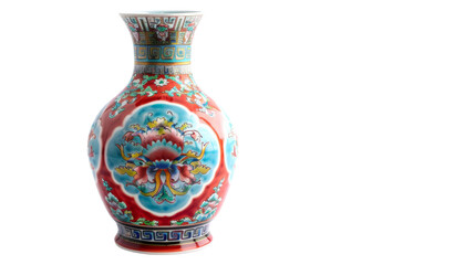 A modern vase, colorful, tradition colors on transparent background