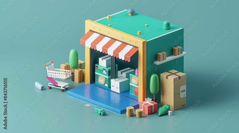 Poster Streamlined Checkout Process in 3D Ecommerce Interface Design   Highlighting Ease of Use and Efficient Steps for Placing Online Orders