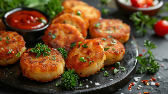 Aloo tikki, potato spicy patties. Indian street food