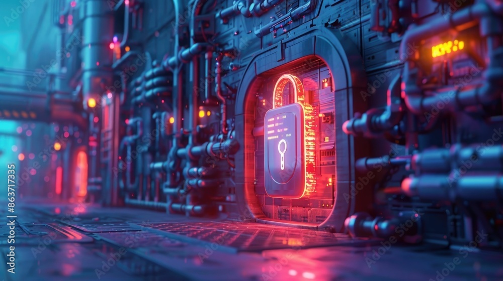 Poster secure login mechanism showcasing advanced user authentication and security features in 3d render fu