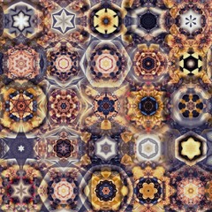 Ornamental pattern background in brown, orange, yellow