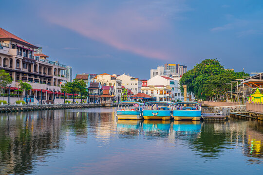The old town of Malacca, Melaca and the river. UNESCO World Heritage Site in Malaysia