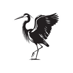 Heron silhouette element - minimallest heron vector
