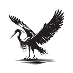 Obraz premium Heron silhouette profile - heron illustration - heron black vector 