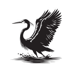Heron silhouette graphic - minimallest heron vector
