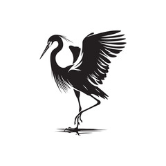 Heron bird silhouette isolated - minimallest heron vector
