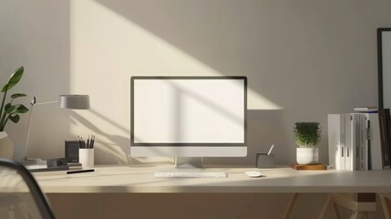 Background of a simple room with a desktop computer.