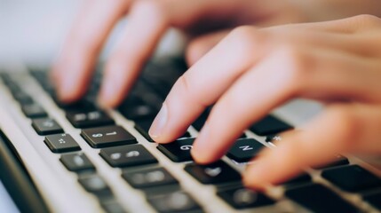 Hands typing on keyboard close up. Illustration generated by ai