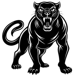 a panther is waking on the way vector art