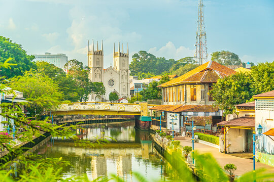 The old town of Melaca and the Malacca river. UNESCO World Heritage Site