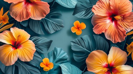 Obraz premium Colorful Tropical Flower Pattern